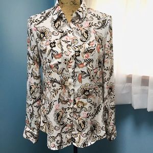 White House Black Market Floral Button Down Shirt - Multicolor